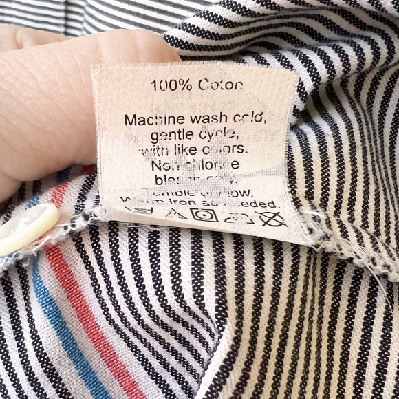 J. CREW Women's Black/White Stripe Half Button Popover Boyfriend Shirt sz 0 - Picture 7 of 10